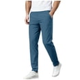 thumbnail image 3 of Men's Stretch Waist Casual Pants Solid Color Slim Fit Trousers with Pockets Comfortable Dress Slacks for Work & Daily Wear, 3 of 8