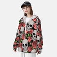 thumbnail image 3 of Kdxio Skull and Roses Print Women Men Sun Protection UPF 50+ Jackets Zip Up Long Sleeve Hoodie Hiking Lightweight with Pockets, 3 of 7