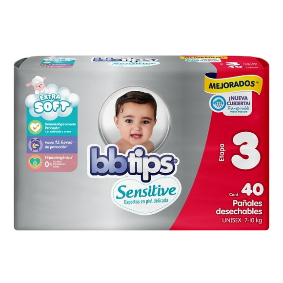 Pañales Bbtips Sensitive talla 3 mediano unisex 40 piezas