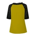 thumbnail image 6 of Scyoekwg Short Sleeve Shirt for Women Summer Lace V-Neck Splicing Tunic Tops Solid Color Patchwork Trendy Comfy Casual Loose Shirts Yellow XL, 6 of 8