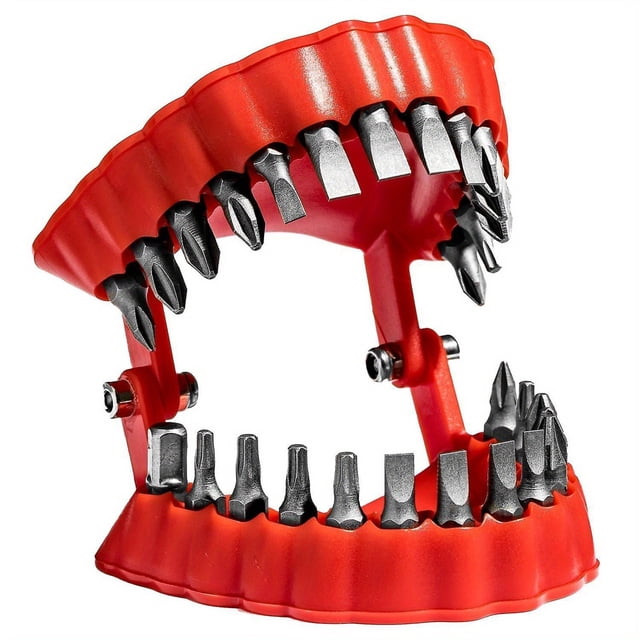 WHEANG Tool Bag Denture Drill Bit Holder Teeth Model Design Screwdriver Bit Organizing Holder Fits 1/4 Inch Hex Bit and Drive Bit Adapter One Size Multi-Color