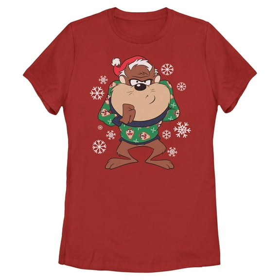 Womens Looney Tunes Snowflakes and Taz T Shirt