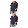 thumbnail image 2 of Sonducket Blusa de manga corta para mujer, camisa básica diaria con botones, para viajes, vacaciones en la playa, moda para mujer, ropa de Type3 NO3, 2 of 6
