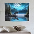 thumbnail image 4 of FUMJ  Moon Over Ocean Tapestry Wall Hanging, Galaxy Wolf on Mountain Wall Tapestry, 3D Fantasy Watercolor Starry Night Sky Forest Tapestry Wall Art for Bedroom Living Room Dorm Home Decor,, 4 of 7