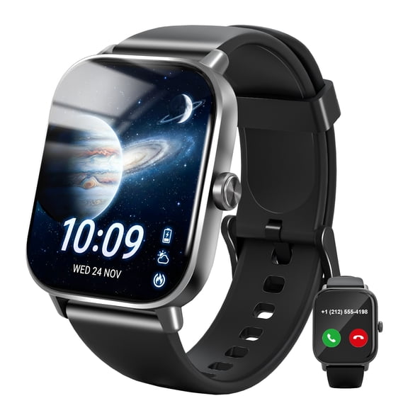 LEXVARO Smart Watch for Women Men, Bluetooth Answer/Make Calls, 1.83"HD Screen, IP68 Waterproof Fitness Tracker, Multi-Sport Modes Pedometer, Smartwatch for iOS/Android, Black