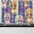thumbnail image 2 of CADecor Sugar Skull Dia De Los Muertos Window Treatment Panel Curtains Window Curtain Kitchen Curtain,Two Piece 26x39 Inches, 2 of 4