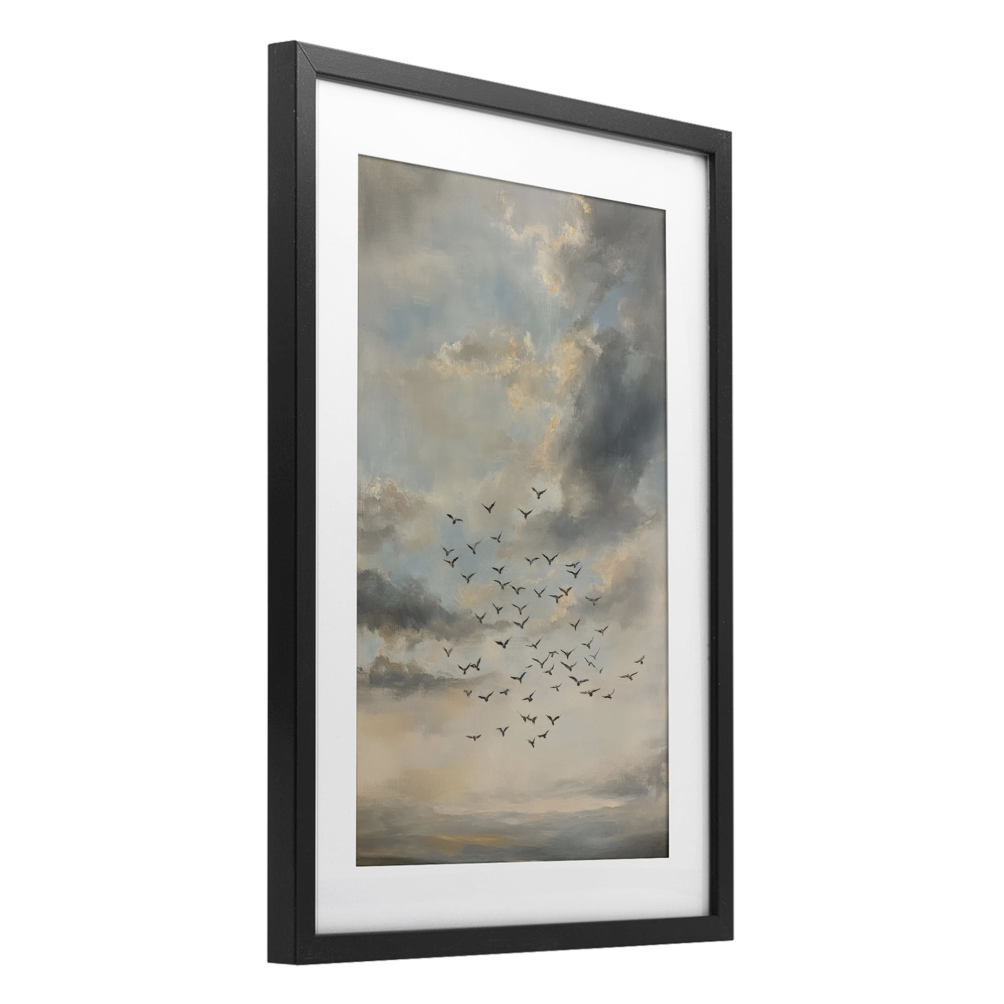 Stupell Industries Birds in the Clouds at Dusk Black Framed Print Under Glass, design by Petal Prints Design