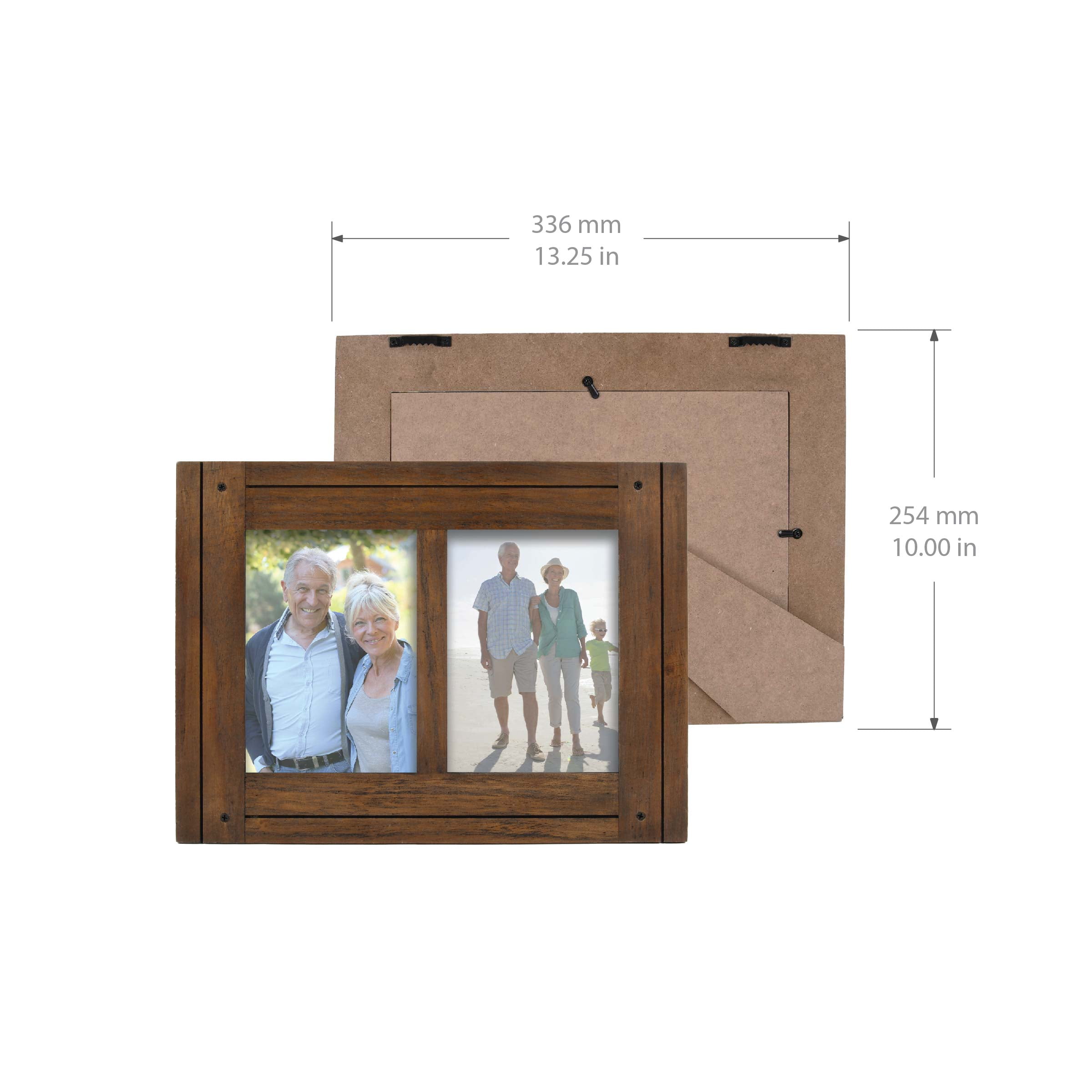 Prinz Homestead Double 5x7 Distressed Walnut Collage Picture Frame, Tabletop or Hanging Display