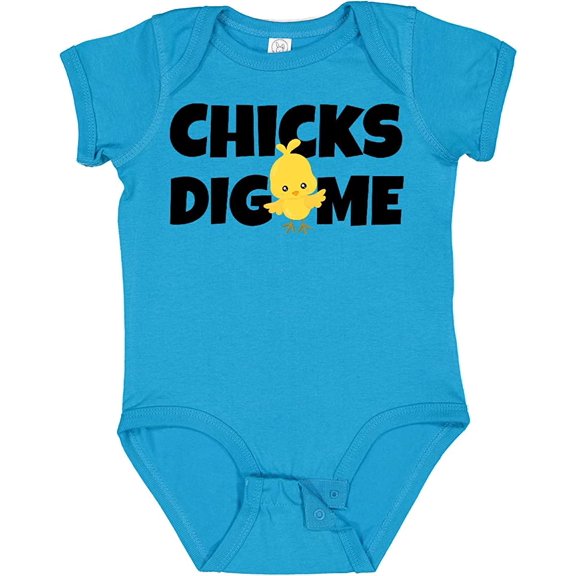 inktastic Chicks Dig Me Baby Bodysuit 6 Months Turquoise