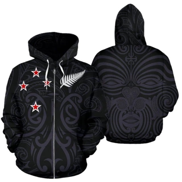 Sudadera con capucha para hombre, con estampado 3D de helecho plateado de Aotearoa, Nueva Zelanda. Novedades en sudaderas con capucha, sudaderas informales, ropa para hombre.