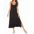 thumbnail image 2 of Womens Cotton Long Nightgowns Spaghetti Strap V Neck Full Slip Sleep Shirts Black S, 2 of 6