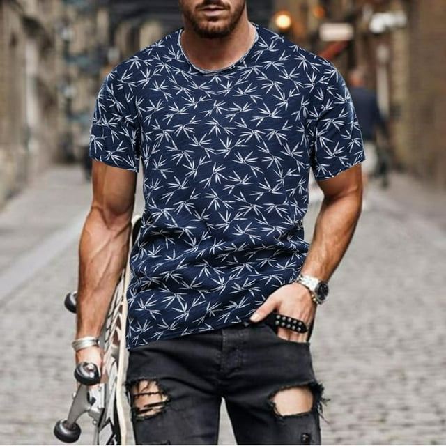 AMERTEER Chemise Rétro Imprimée à Manches Courtes Mode Décontractée Printemps et Été pour Hommes