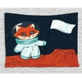 thumbnail image 1 of Explore Tapestry, Fox Cosmonaut Raising a Flag on an Alien Planet Outer Space Themed Illustration, Wall Hanging for Bedroom Living Room Dorm Decor, 60W X 40L Inches, Multicolor, by Ambesonne, 1 of 2