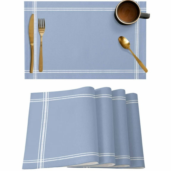 Light Blue Placemats Set of 4,Wipeable Washable Table Mats for Dining Tables,Solid Color Place Mats for Kitchen Event Party Tabletop Decor
