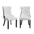 thumbnail image 3 of High-End Upholstered Dining Chairs Set of 2, Modern Tufted Solid Wood Side Chair with Nailhead Trim - White+Black, 3 of 10