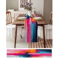 thumbnail image 3 of Ldtrchee Pink Orange Teal Table Runner 72 Inches, Modern Contemporary Oil Painting Bed Runner Dresser Scarves Tabletop for Indoor Outdoor Parties/Ceremony/Banquet, 16" x 72", 3 of 8