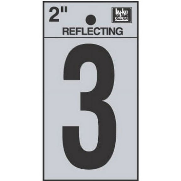 Hy-Ko RV-25/3 Self-Stick Reflective with Number, 2", Black
