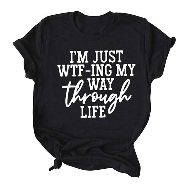 Gibobby Blusa Mujer Tamaño Camiseta de manga Tops Camisetas Gráfico corto de mujer O-cuello Impreso Plus Blusa de mujer de moda(Negro, XL)