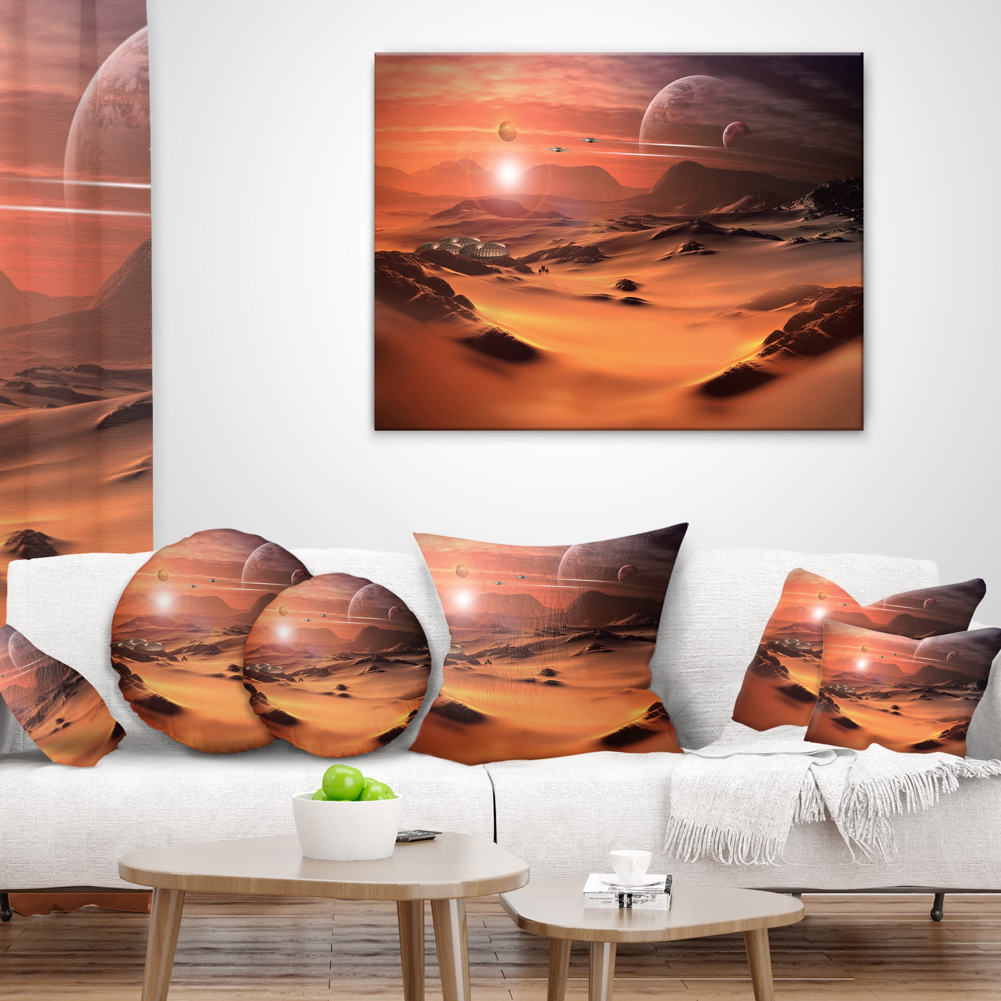 Designart Alien Planet 3D Rendered Computer Art - Landscape Printed Throw Pillow - 12x20