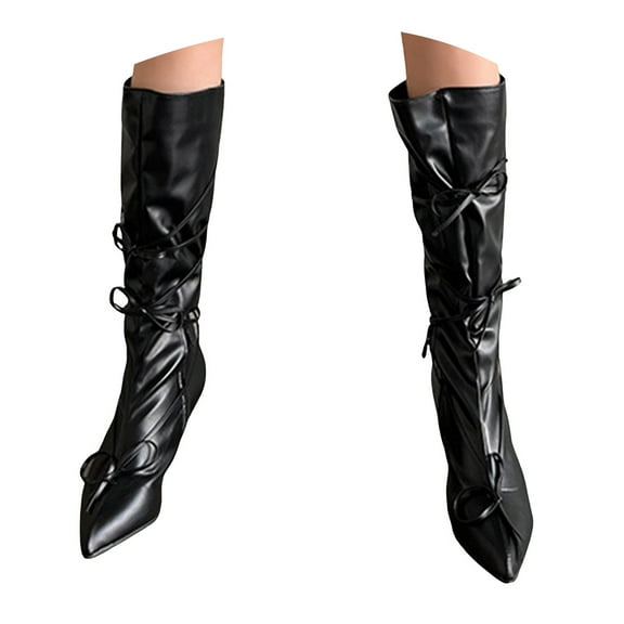 UngA Mid Calf Boots for Women Cowboy Boots Embroidered Cowgirl Boots Western Mid-Calf Knee-High Boots with Heel Black,39