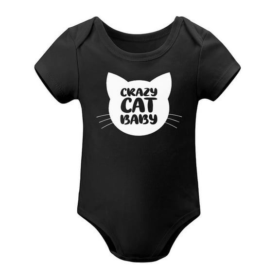 Crazy Cat Baby Bodysuit - Funny Infant Outfit Boy Girl Adorable Unisex Romper Clothing Black-style 3months