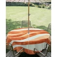 thumbnail image 2 of Outdoor Tablecloth with Umbrella Hole, Burnt Orange Waves Spillproof Waterproof Outdoor Table Cover, Ombre Sea Ripples Shabby Beach Patio Tablecloths for Party/Garden/Picnic, Round 54 inch, 2 of 9