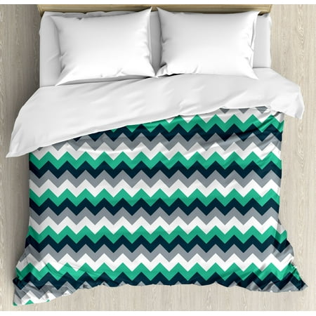 Chevron Duvet Cover Set Zig Zag Symmetric Arrows Striped Pattern