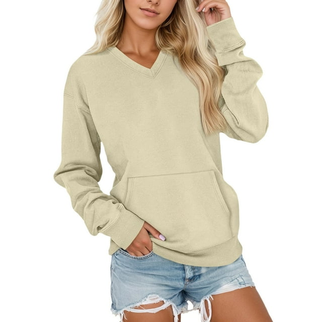 Krdevn Chandail en Molleton Thermique d'Hiver pour Femmes, Col Rond, Doux et Confortable, avec Poches, pour Tenue Athlétique Décontractée, Taille : TG