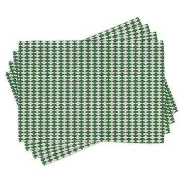 Ambesonne Christmas Place Mats Set of 4, Retro Argyle, Standard Size, Green White