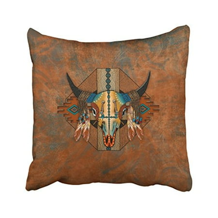 Custom Made Pillow Covers WinHome Decorative High Custom Throw Pillow Cover Pillowcase Cushion Cover Buffalo New Mexico Style Southwestern Bison Throw Pillow Case Size 18x18 inches Two Side ()