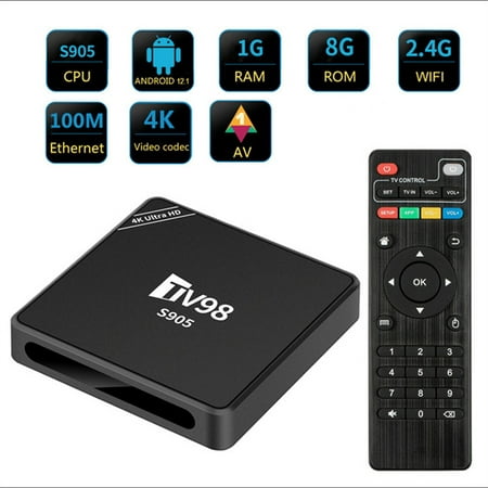 TV98 TV Box 1G+8G Set Top Box S9054K Android 12 Smart TV Box RJ45 10M 100M TV98 Media Player UK Plug