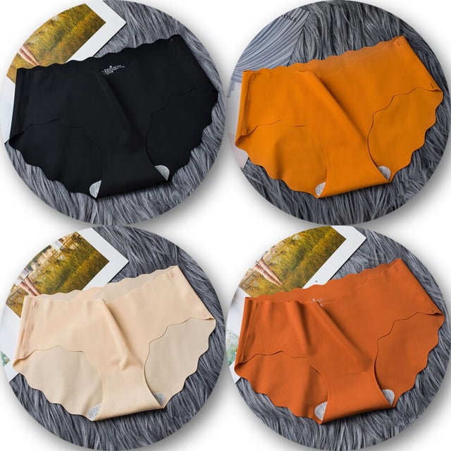 Conjunto de 4 unidades de ropa interior sin costuras, bragas de seda para mujer, Tangas 3XL, calzoncillos con volantes para mujer, 4 piezas, bragas para niñas, lencería Sexy, 4 piezas Tan Jianjun unisex
