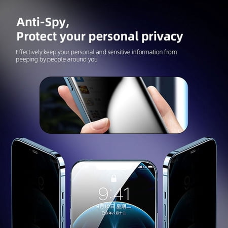 2Pack Privacy Screen Protector for iPhone 15 Pro Max [6.7 inch],Sensor Protection,Dynamic Island Compatible,Anti Spy Tempered Glass[9H Hardness]-HD[Black][2 Pack]