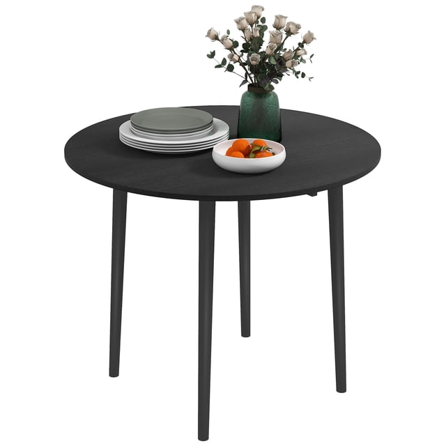 HOMCOM Table à Manger Pliable, Table Ronde à Abattants avec Pattes en Bois