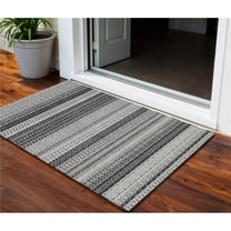 HomeRoots 576954 3 x 5 ft. Striped Washable Indoor & Outdoor Rectangle Area Rug, Black