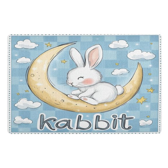 BZSMCE Floor Mats 32x20in Rabbit Sitting on The Moon Creativity Doormats