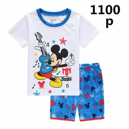 Pyjama à manches courtes pour enfants, 2 pièces, vêtements de nuit, en  coton, motif dessin animé, pour bébés filles et garçons - AliExpress