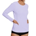 thumbnail image 5 of Women's UPF50+ Rash Guard Sun Shirts, Long Sleeve UV Protection Quick Dry Shirt for Women Workout Hiking Swimming Tops(Purple1,S), 5 of 7