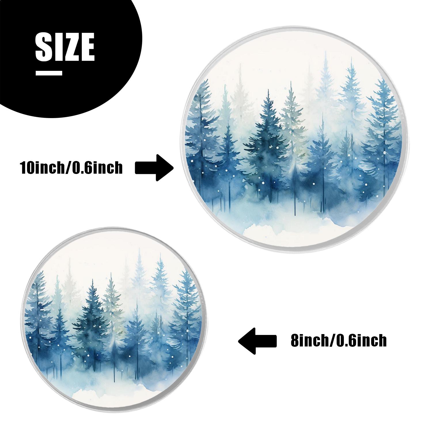 Stove Burner Covers 4 Pcs for ,Winter Pine Trees and Snowfall print, Round Gas Stove Burner Cover 8Inch And 10Inch