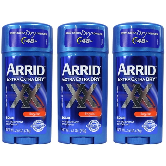 Pack of (3) Arrid XX Regular, Extra Extra Dry, Solid Antiperspirant Deodorant, 2.7 Oz