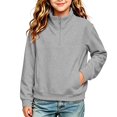 thumbnail image 4 of RUTAYY Girls Half Zip Sweatshirt Long Sleeve Stand Collar with Pockets Fall Winter Basic Casual Pullover Top, Grey, 4 of 4