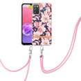 thumbnail image 3 of Flower Pattern Case for Samsung Galaxy A03s, Detachable Shoulder Strap Lanyard Crossbody Slim Lightweight Floral Cover with Soft Silicone Shockproof Drop Resistant Case, Pink Flower, 3 of 4