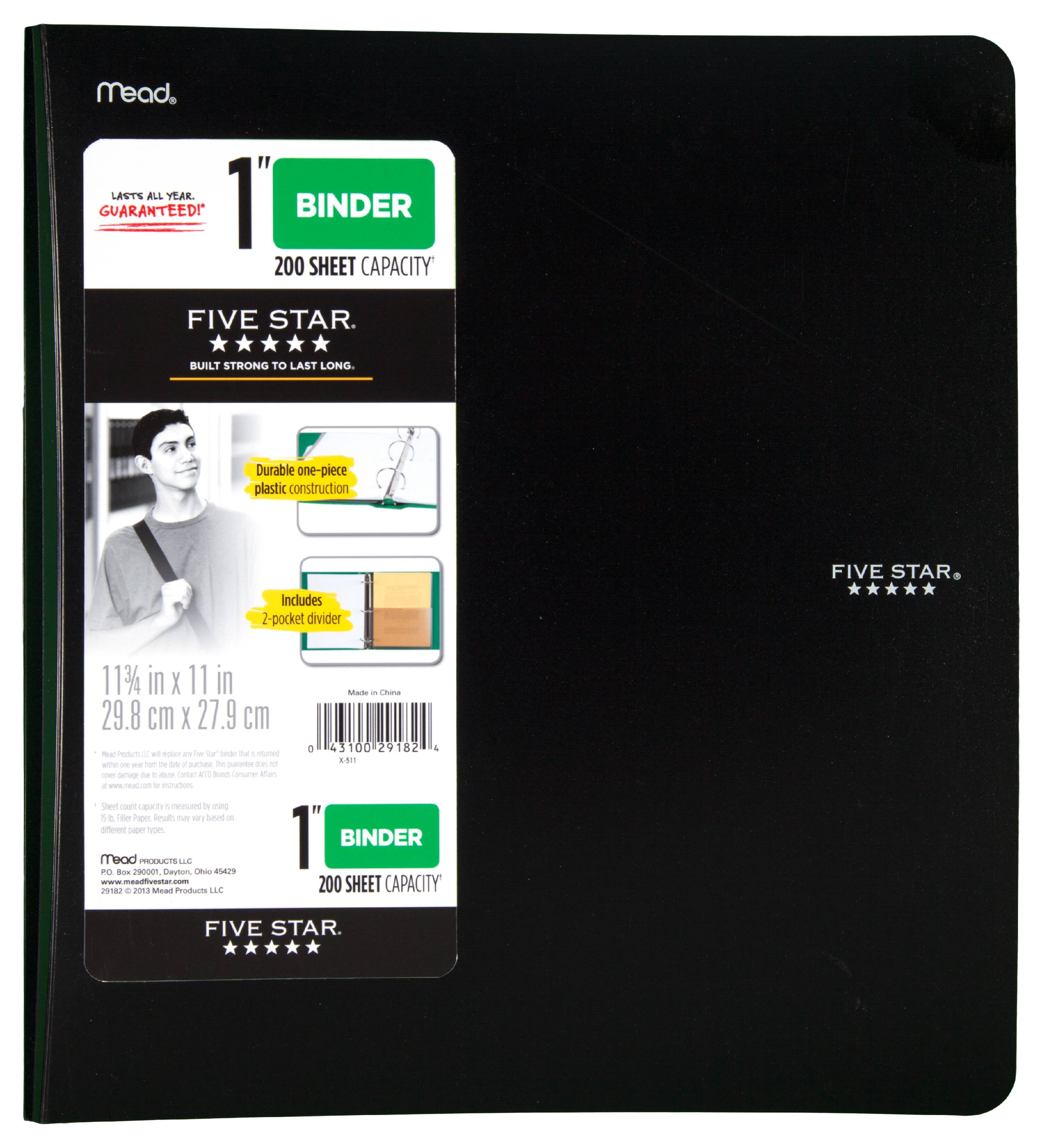Five Star 1" Poly Binder, Black