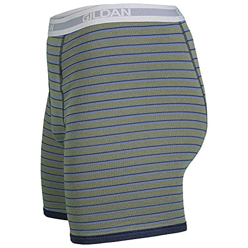Gildan Men's Regular Leg Boxer Briefs, Multipack, Charcoal/Navy/Sport Grey  Heather/Military Stripe (5-Pack), Medium 
