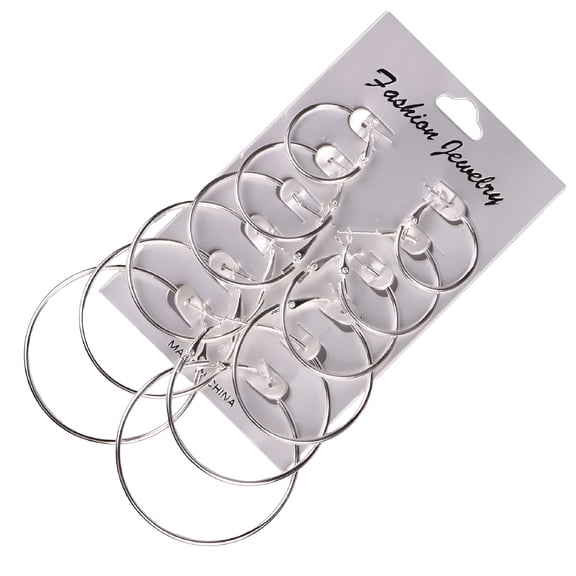 DESIGNICE Earrings for Women 6Pairs/Set Vintage Silver Gold Big Circle Hoop Earrings Women Steampunk Ear Clip Jewelry Hoop Earrings for Women Silver