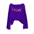 thumbnail image 6 of asdoklhq Christmas Sweaters for Women's Winter Christmas Printed Long Sleeved Round Neck Coarse Woven Stripe Long Sleeved Pullover Top Purple XL, 6 of 7