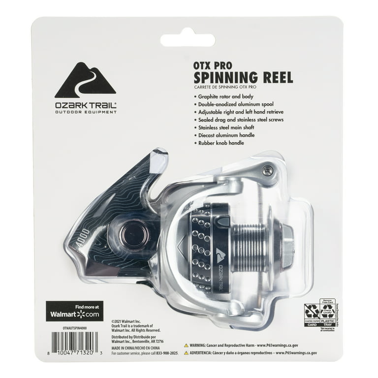 Ozark Trail OTX Pro 4000 Spinning Fishing Reel, 5.1:1 Gear Ratio, Black 