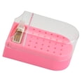 thumbnail image 3 of Caja de exhibición de brocas para uñas de plástico con 30 agujeros, a prueba de polvo, transparente, portátil, con cepillo de limpieza, color rosa, 3 of 12