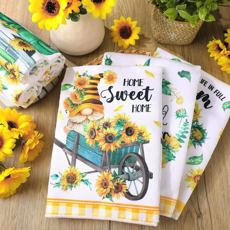 Set of 6 Sunflower Kitchen Towels Gnome Dish Towels Seasonal Beach Cloth Summer Tea Towel Sunshine Nautical Kitchen Towels Hand Towels Tea Towels Housewarming Gift for Home Hand Towels Walmart