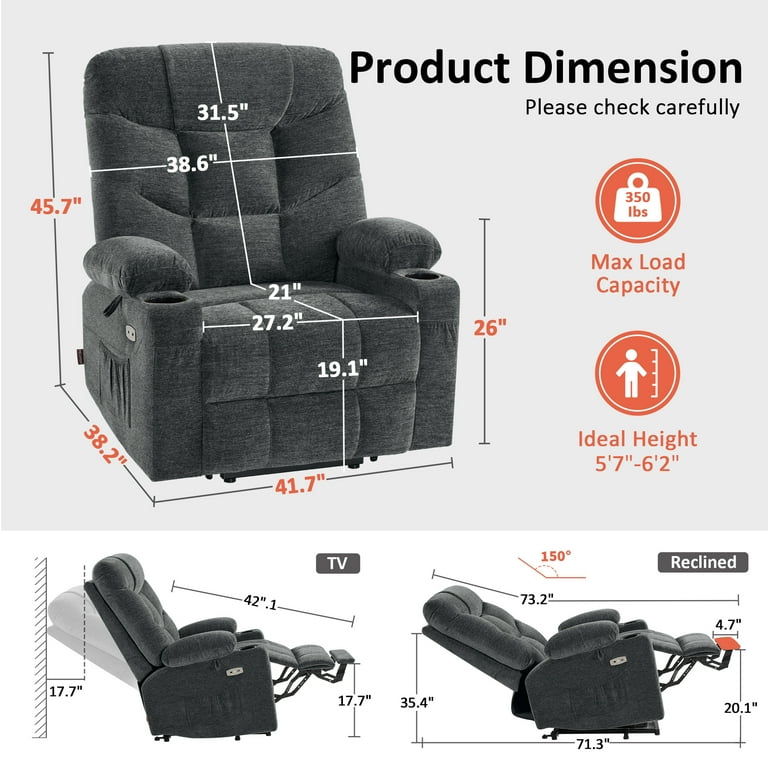 MCombo 27.2'' Extra Wide Power Lift Recliner Chair for 5'7